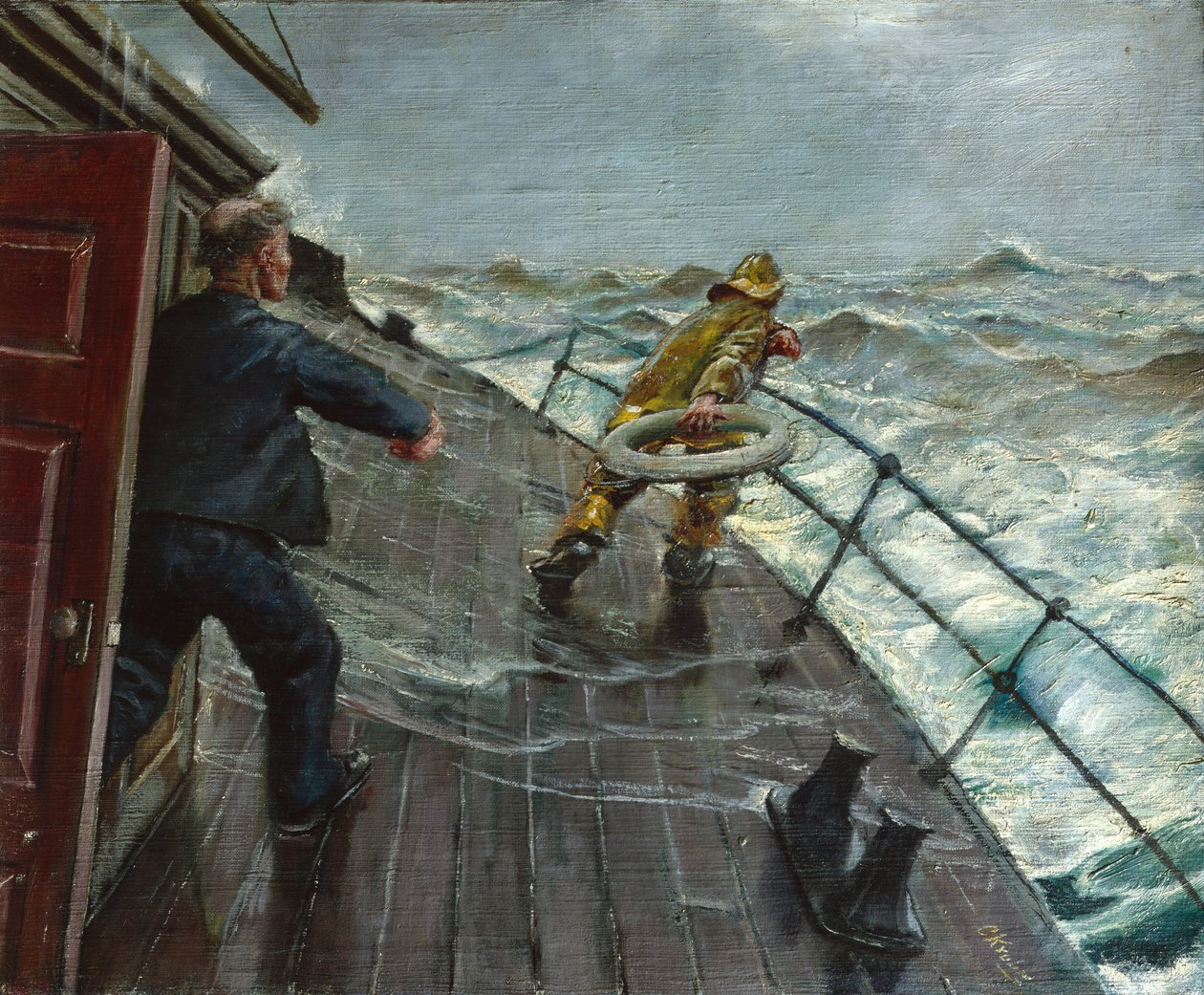 Człowiek za burtą (olej na płótnie) autorstwa Christian Krohg