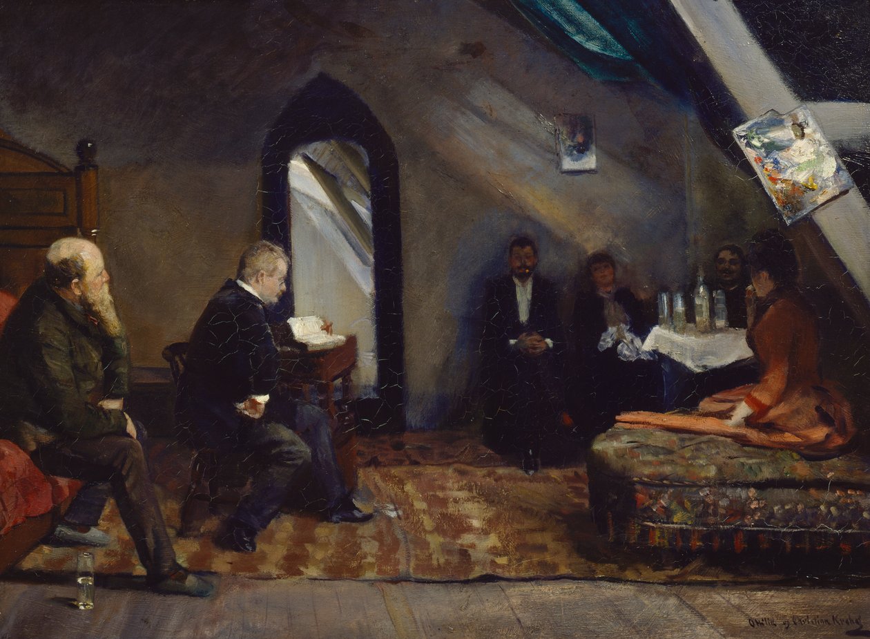 Czytanie w studio autorstwa Christian Krohg