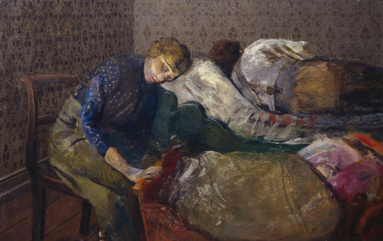 Śpiący rybak, Skagen (olej na płótnie) autorstwa Christian Krohg