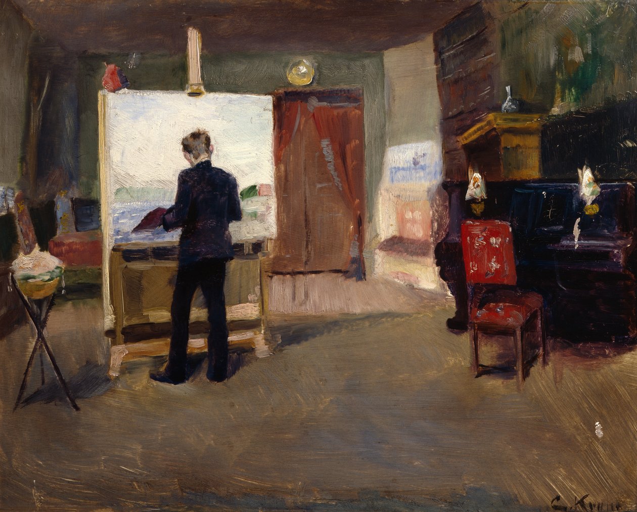 Malarz Nils Hansteen w studiu autorstwa Christian Krohg