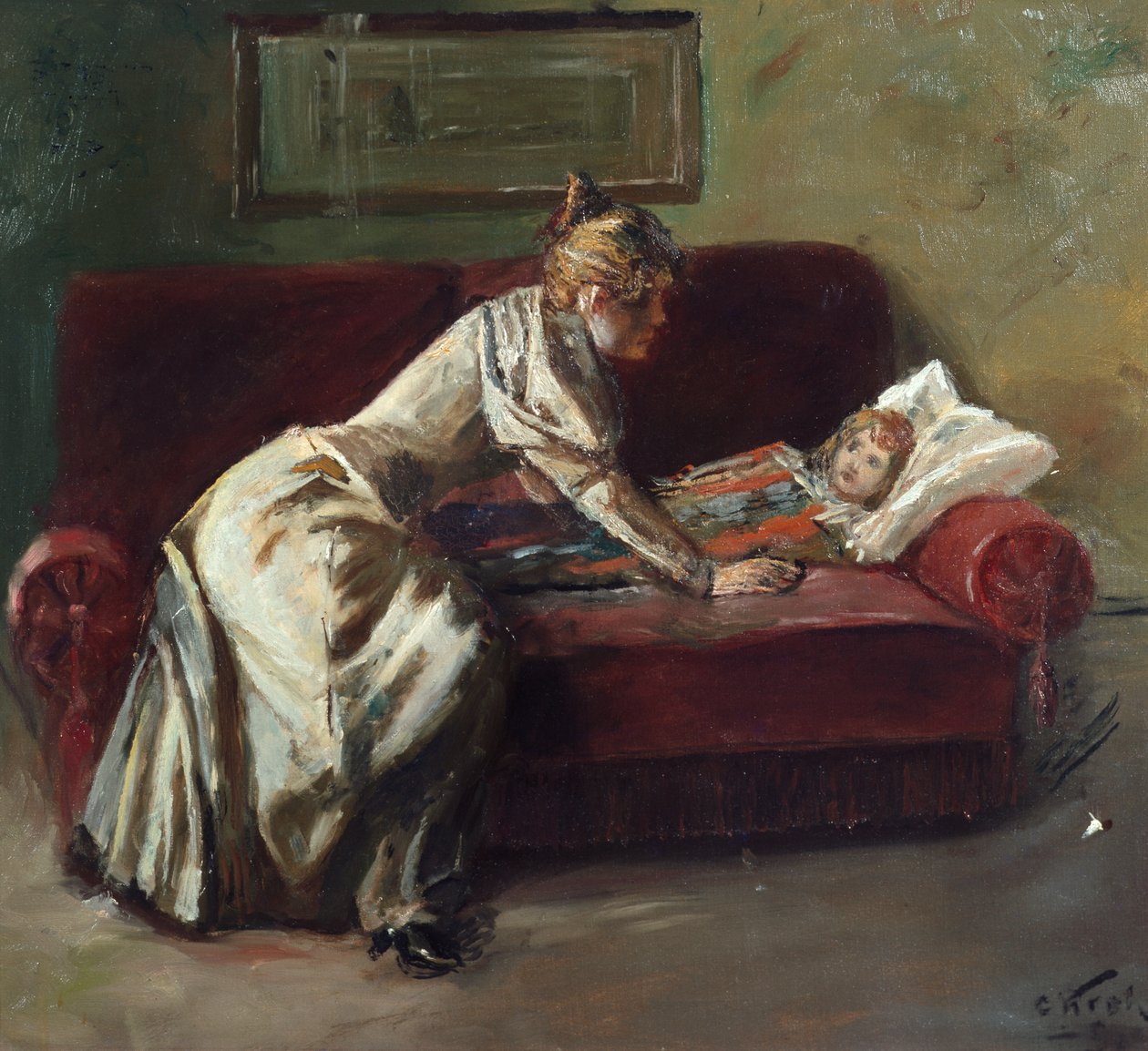 Chore dziecko autorstwa Christian Krohg