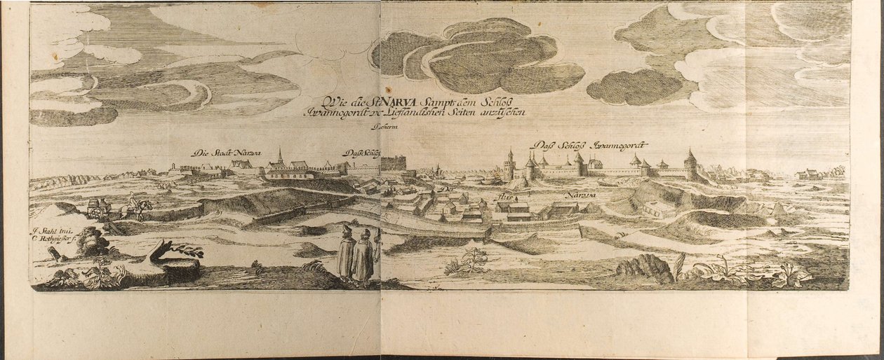 Narva Ilustracja z Podróży do Wielkiego Księcia Moskwy i Króla Persji Adama Olear autorstwa Christian Lorenzen Rothgiesser
