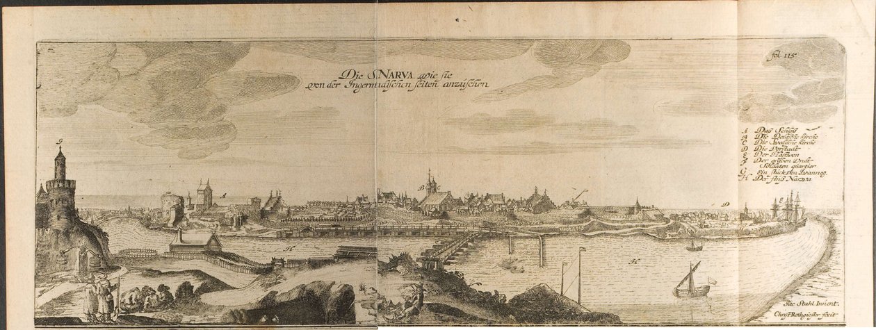 Narva Ilustracja z Podróży do Wielkiego Księcia Moskwy i Króla Persji Adama Olear autorstwa Christian Lorenzen Rothgiesser