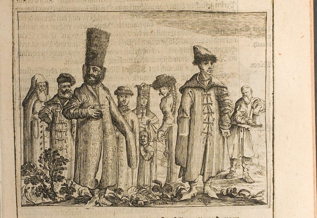 Tradycyjny strój Moskwy Ilustracja z Podróży do Wielkiego Księcia Moskwy i Kin autorstwa Christian Lorenzen Rothgiesser