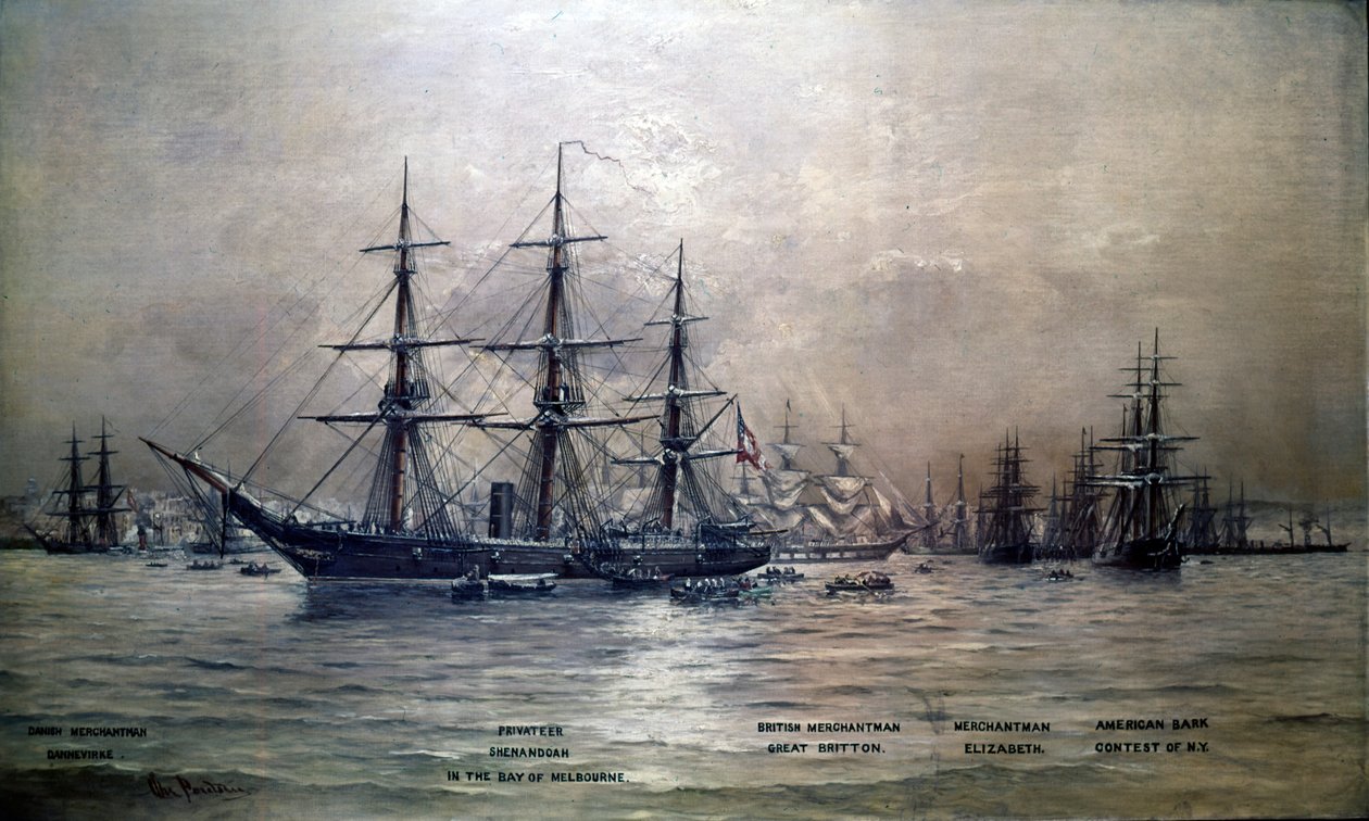 Krążownik Konfederatów Shenandoah w porcie w Melbourne, Australia, 1865, c.1865 autorstwa Christian Poulsen