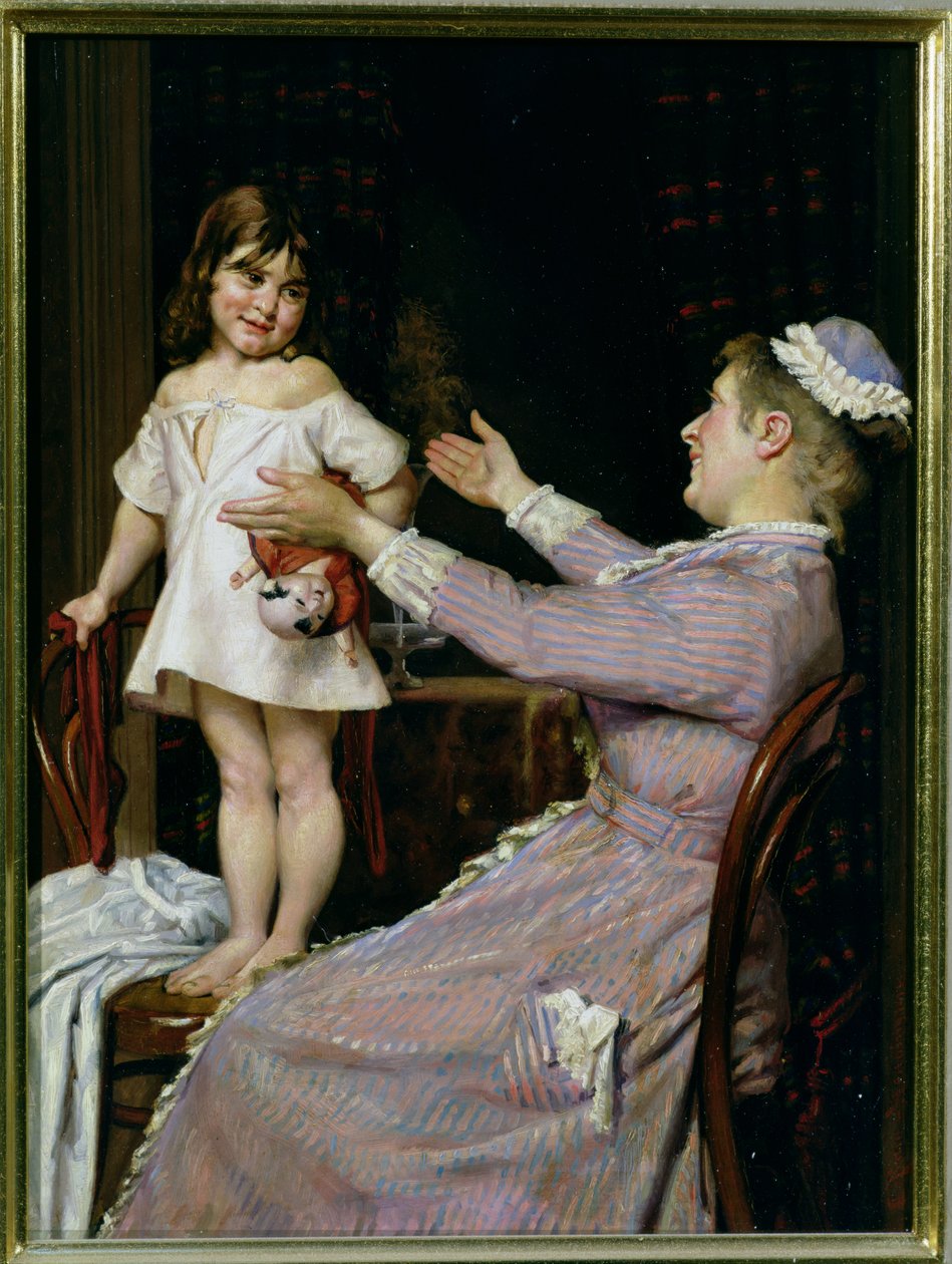 Mała dziewczynka z lalką i jej pielęgniarką, 1896 autorstwa Christian Pram Henningsen