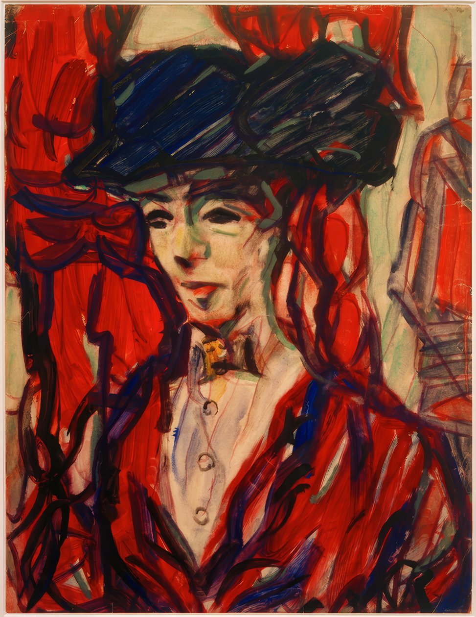 Portret kobiety w kapeluszu autorstwa Christian Rohlfs