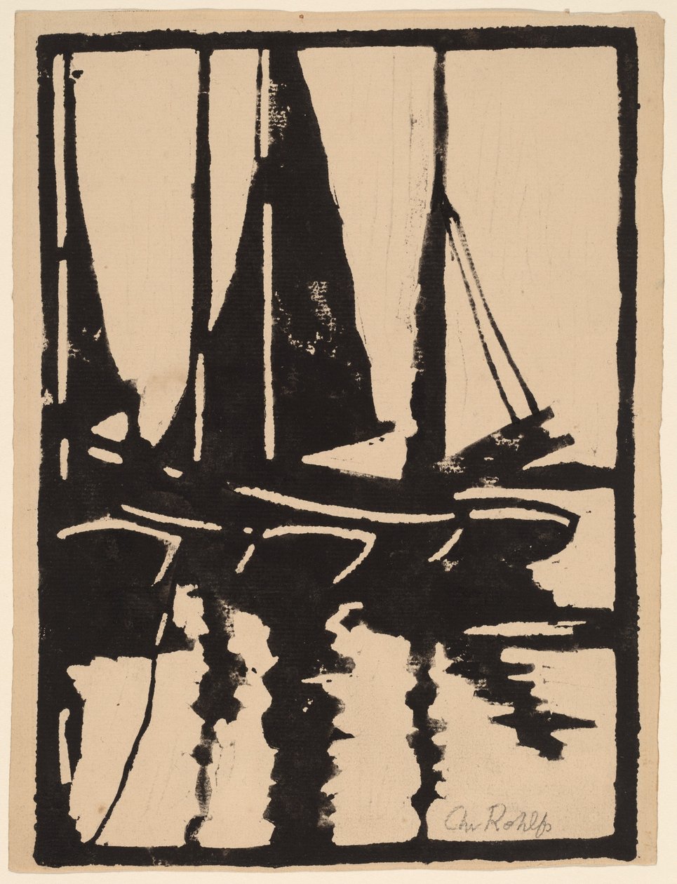 Żaglówki w porcie, 1905-1910. autorstwa Christian Rohlfs