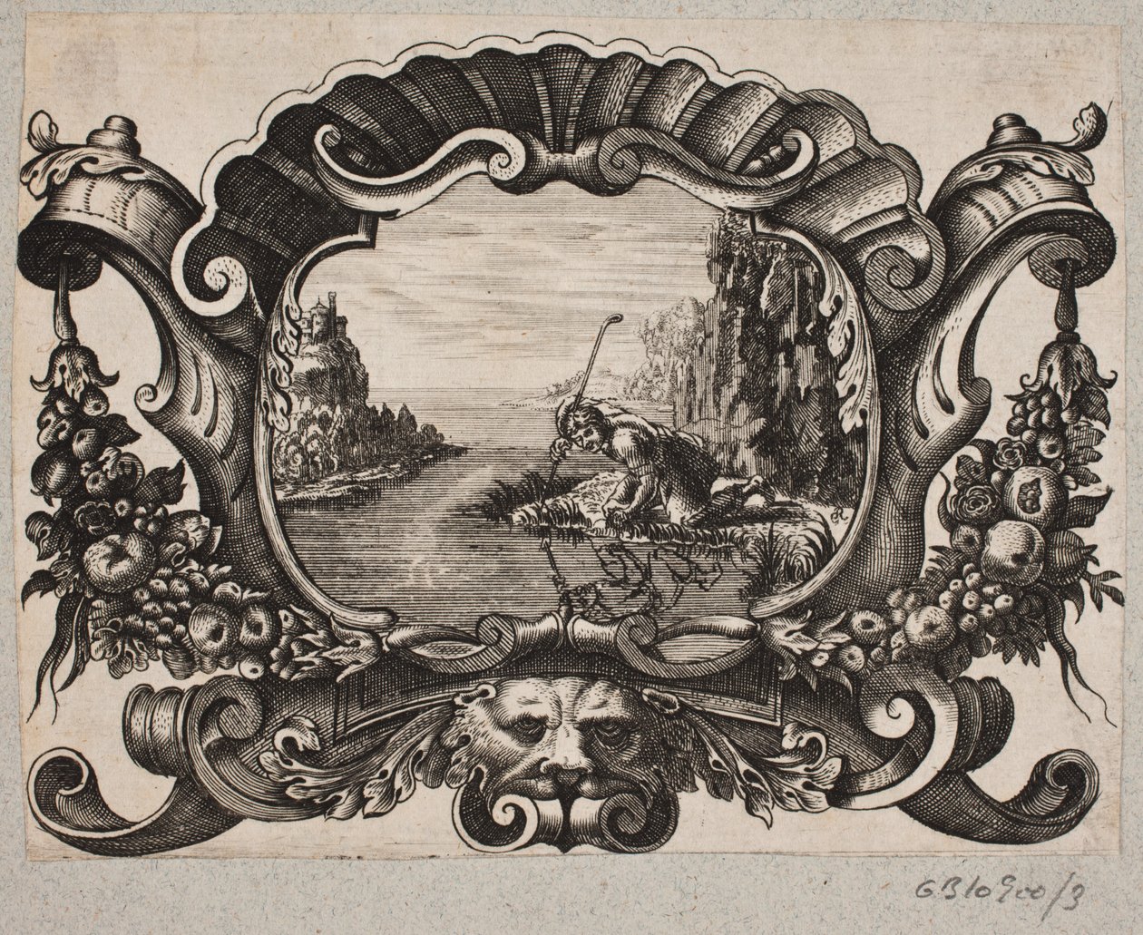 Emblemat z pasterzem odbitym w jeziorze autorstwa Christian Rothgiesser