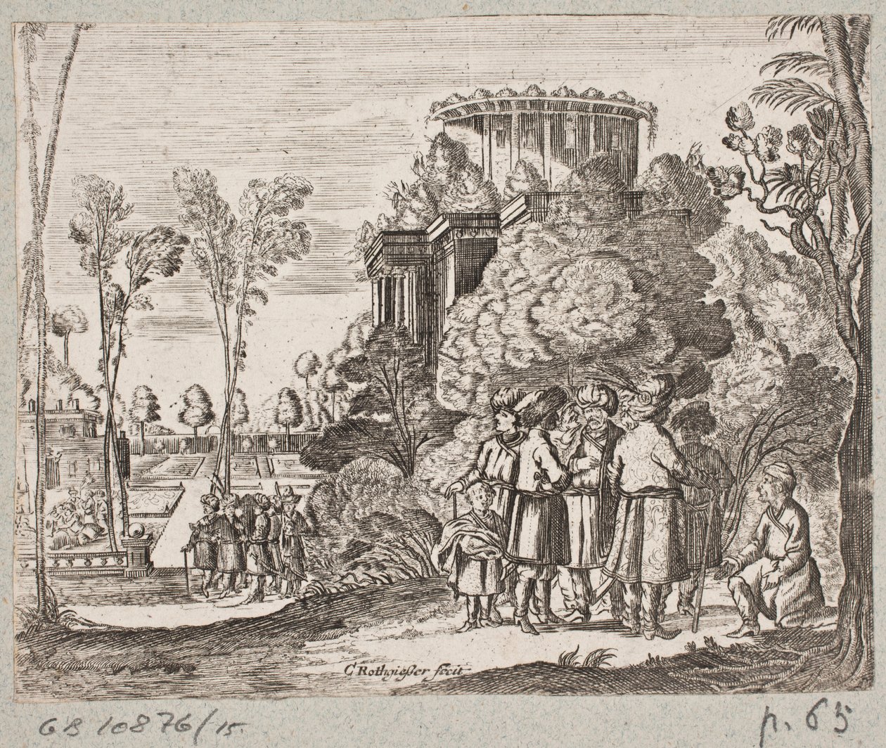 Ilustracja do Adama Oleariusa, „Perski Rosenthal genialnego poety Schicha Saadi […]”, Szlezwik 1660 autorstwa Christian Rothgiesser