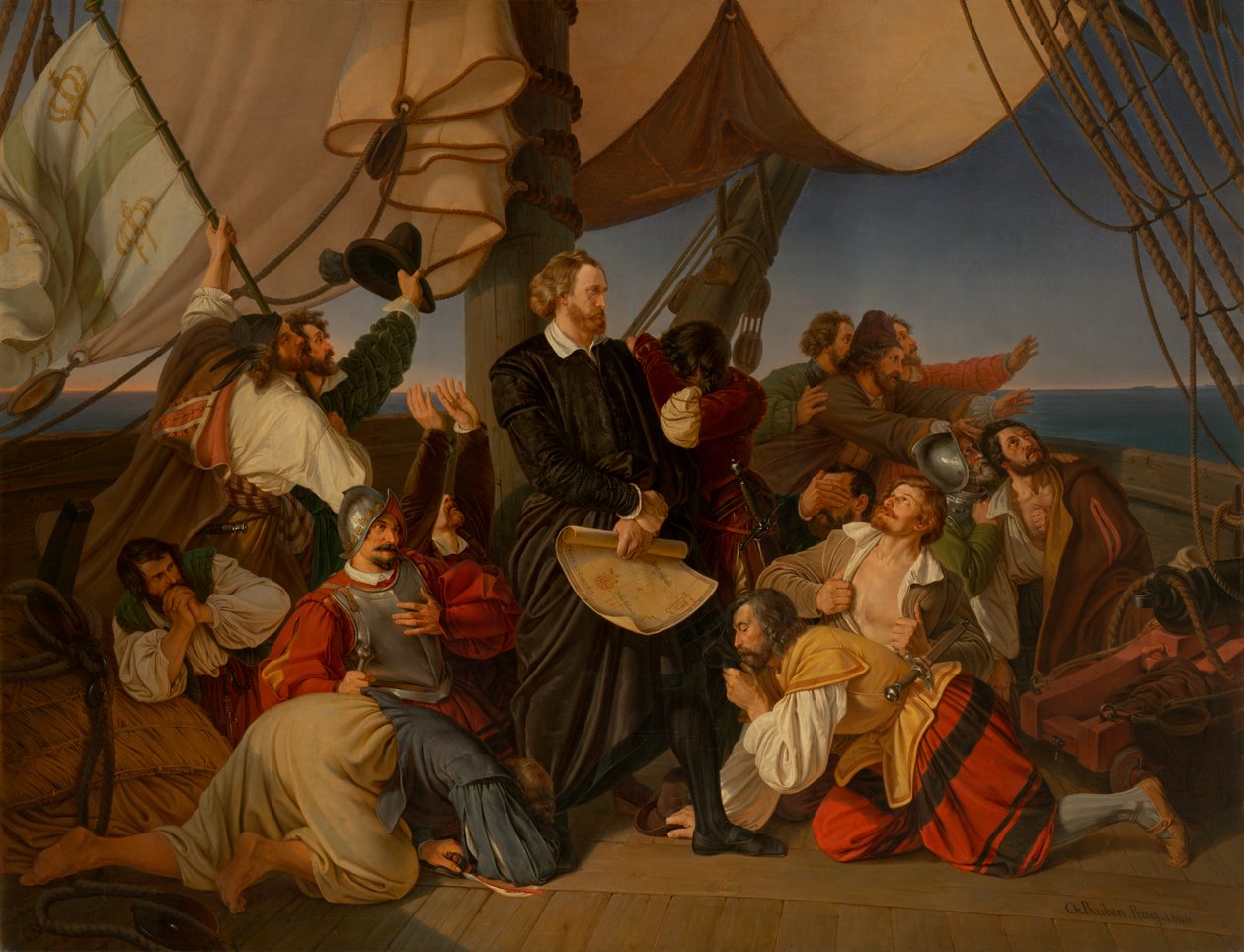 Kolumb odkrywa wybrzeża Ameryki, 1846 autorstwa Christian Ruben