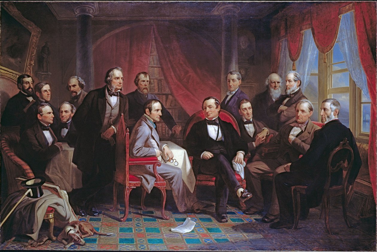 Washington Irving i jego literaccy przyjaciele w Sunnyside autorstwa Christian Schussele