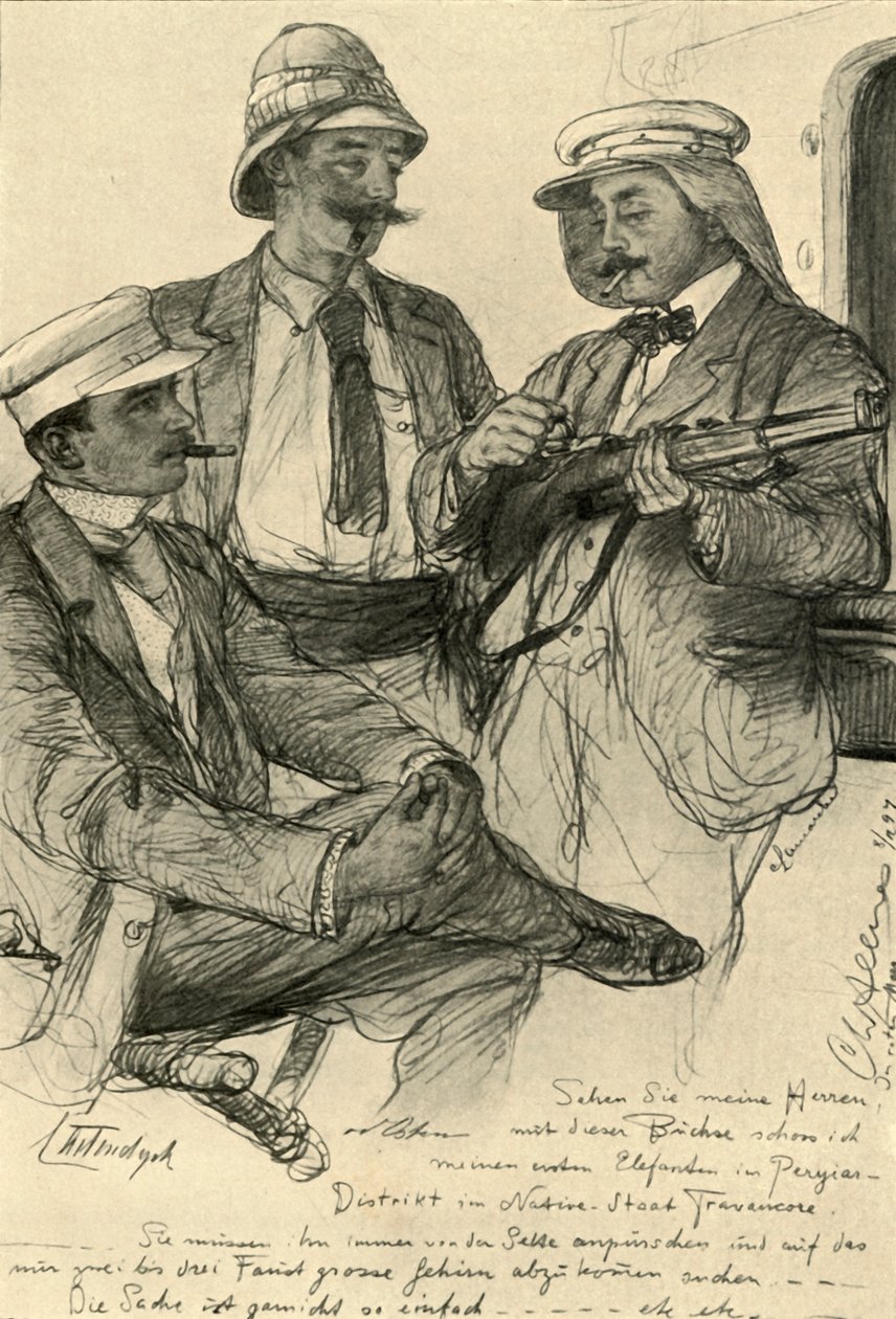 Europejczycy na pokładzie statku, 1898. autorstwa Christian Wilhelm Allers