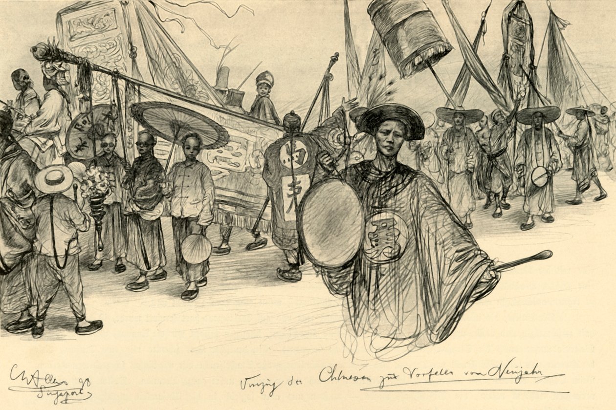 Parada noworoczna, Singapur, 1898. autorstwa Christian Wilhelm Allers