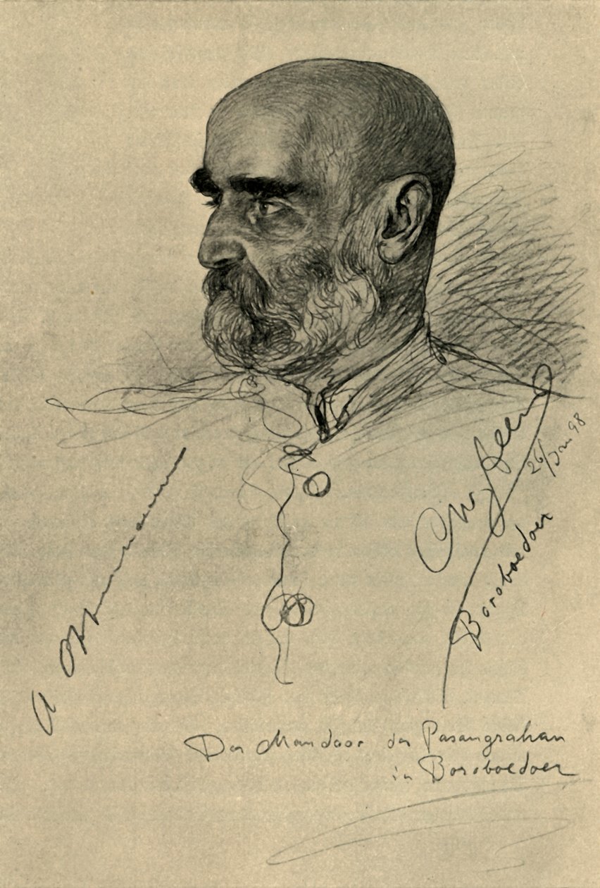 Portret mężczyzny, Świątynia Borobudur, Magelang, Jawa, 1898. autorstwa Christian Wilhelm Allers