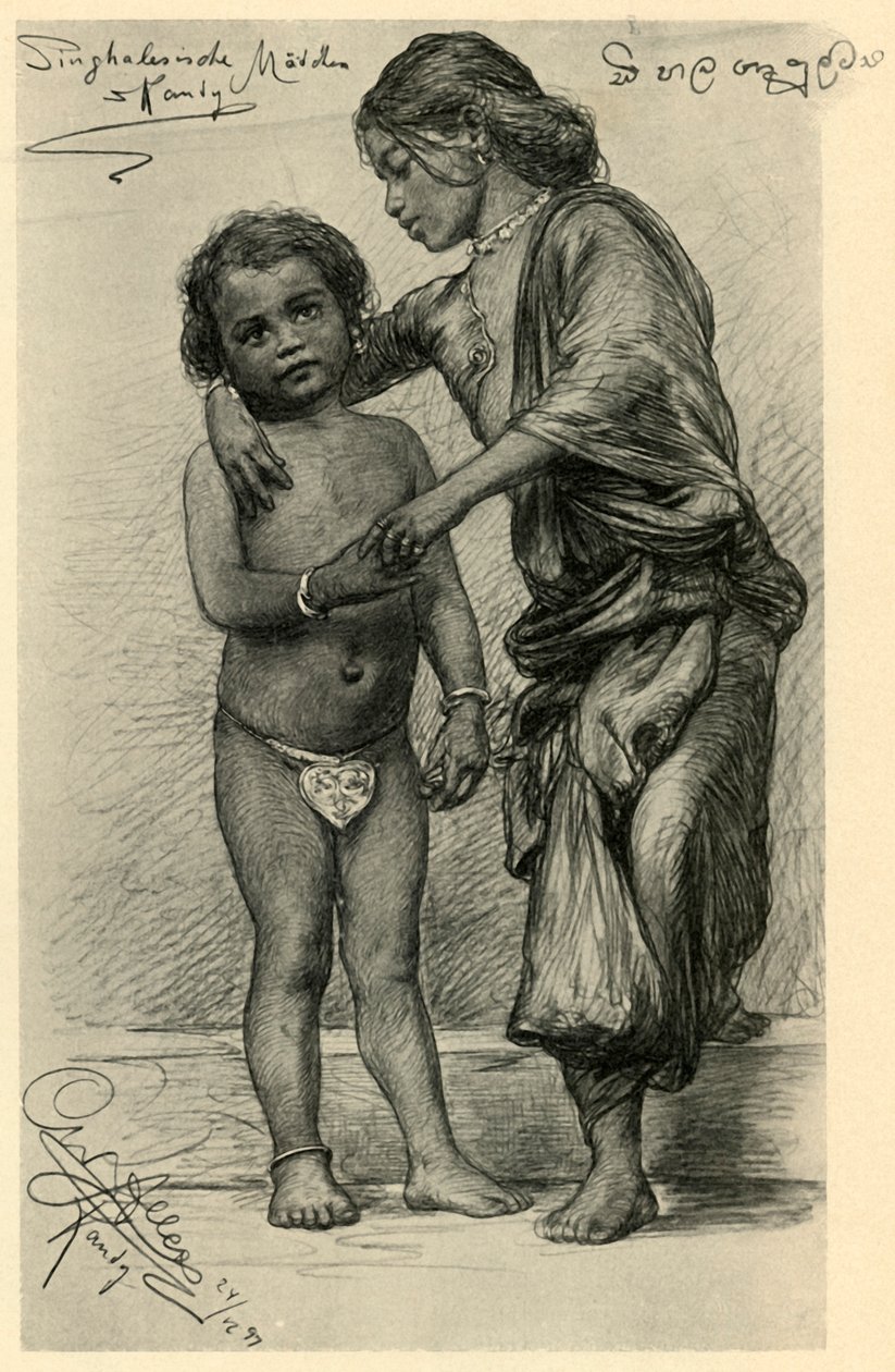 Syngaleskie dziewczęta, Kandy, Cejlon, 1898. autorstwa Christian Wilhelm Allers
