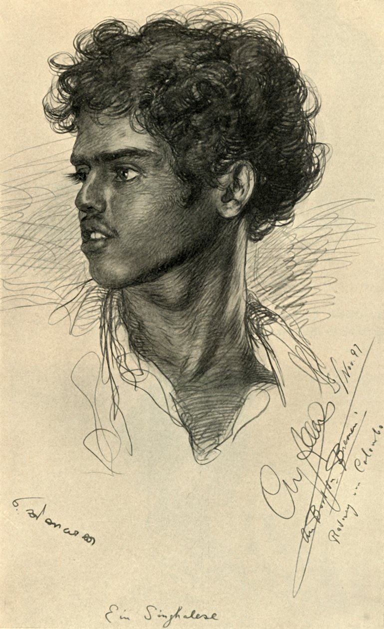 Człowiek syngaleski, Kolombo, Cejlon, 1898. autorstwa Christian Wilhelm Allers