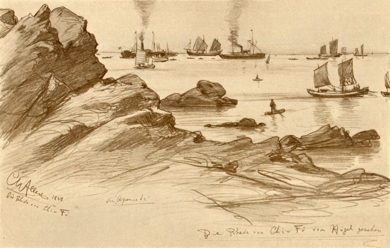 Drogi w Chefoo widziane ze wzgórz, Chiny, 1898 r. autorstwa Christian Wilhelm Allers