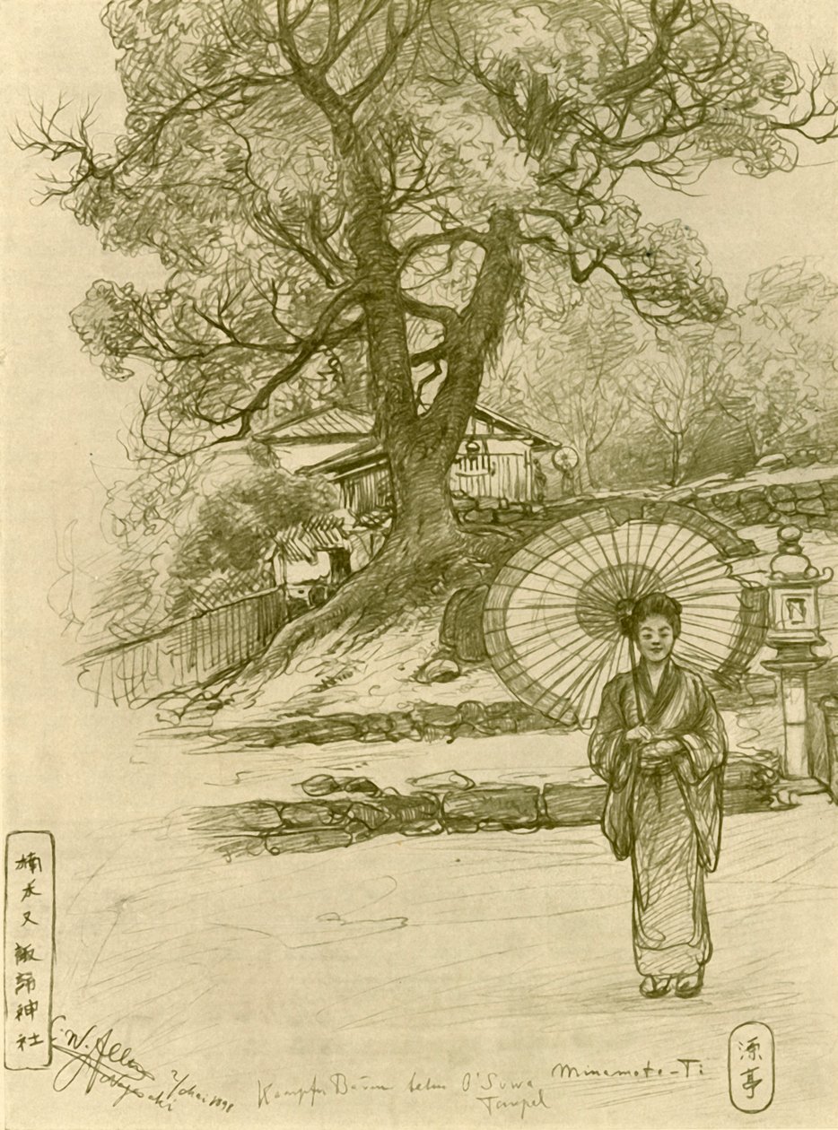 Kobieta z parasolką, Nagasaki, Japonia, 1898. autorstwa Christian Wilhelm Allers