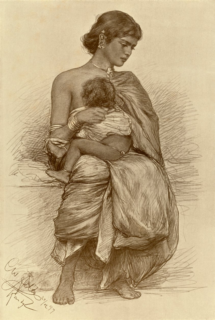 Młoda matka, Kandy, Cejlon, 1898. autorstwa Christian Wilhelm Allers