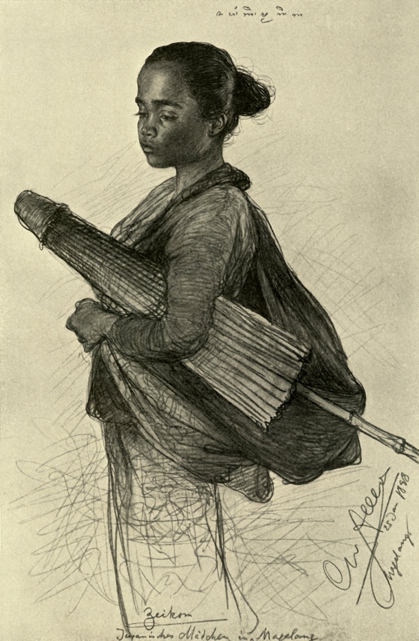 Młoda kobieta z parasolką, Magalang, Jawa, 1898. autorstwa Christian Wilhelm Allers