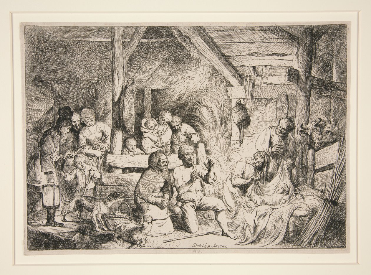 Adoracja Pasterzy autorstwa Christian Wilhelm Ernst Dietrich