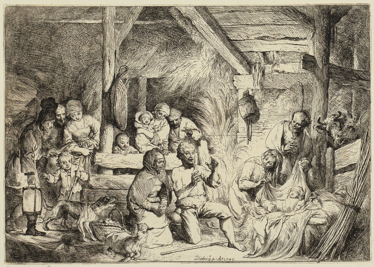 Pokłon pasterzy autorstwa Christian Wilhelm Ernst Dietrich