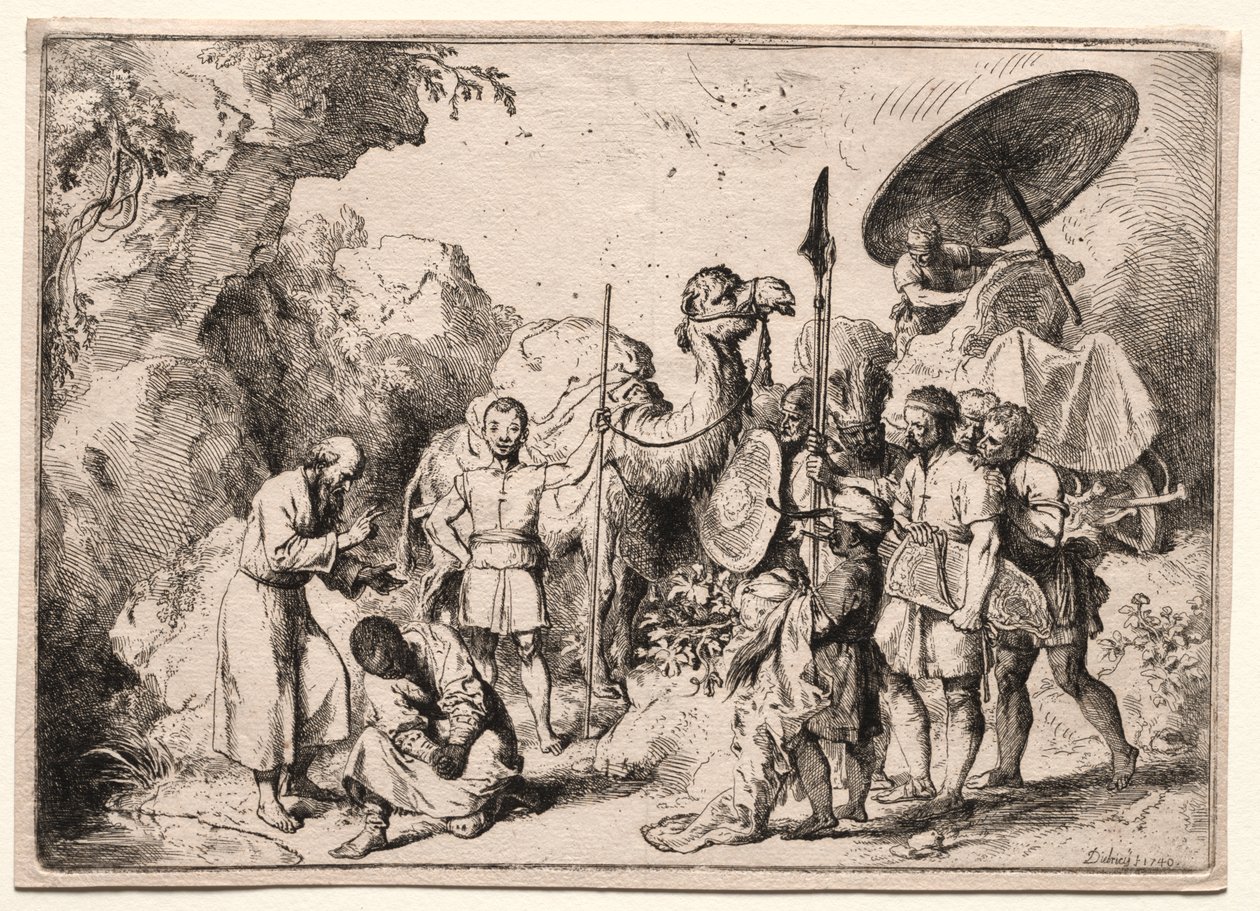 Diakon Filip chrzci eunucha autorstwa Christian Wilhelm Ernst Dietrich