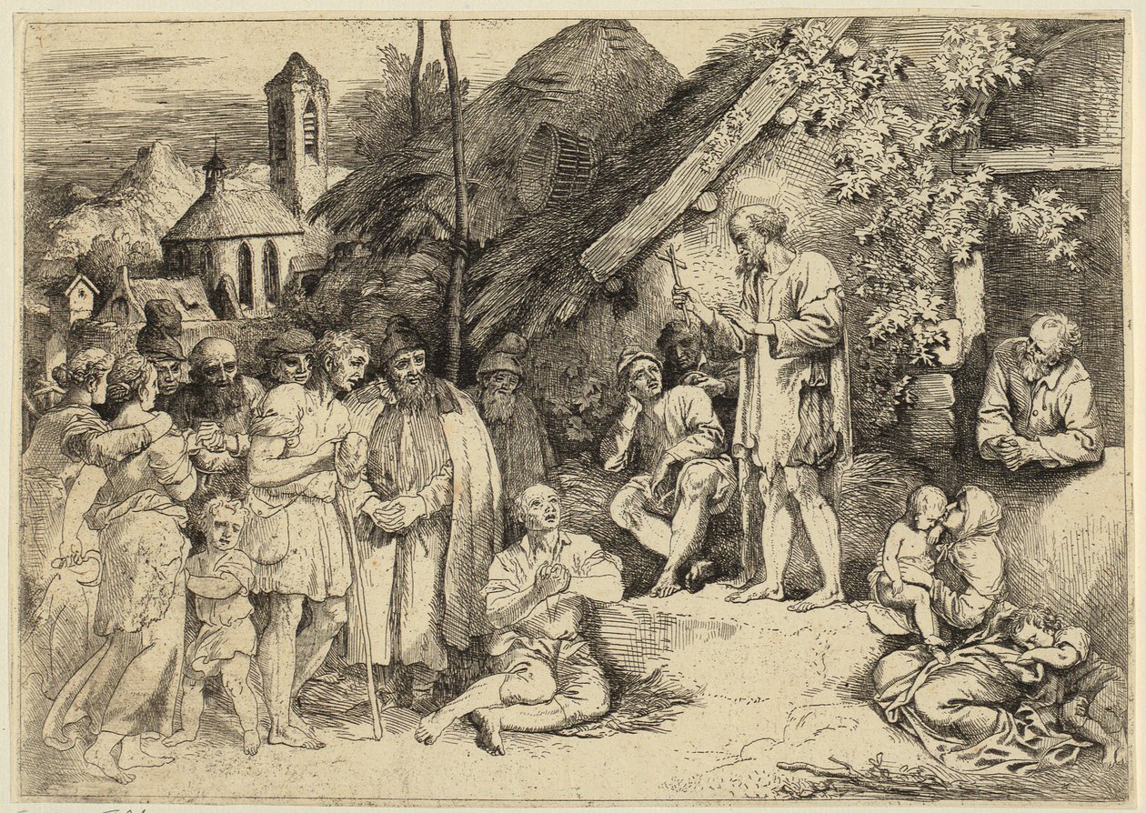 Święty Jakub głoszący kazanie w wiosce autorstwa Christian Wilhelm Ernst Dietrich