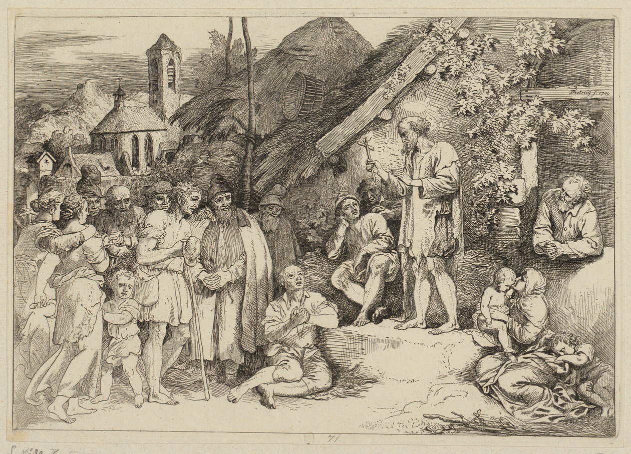 Święty Jakub wygłasza kazanie w wiosce autorstwa Christian Wilhelm Ernst Dietrich