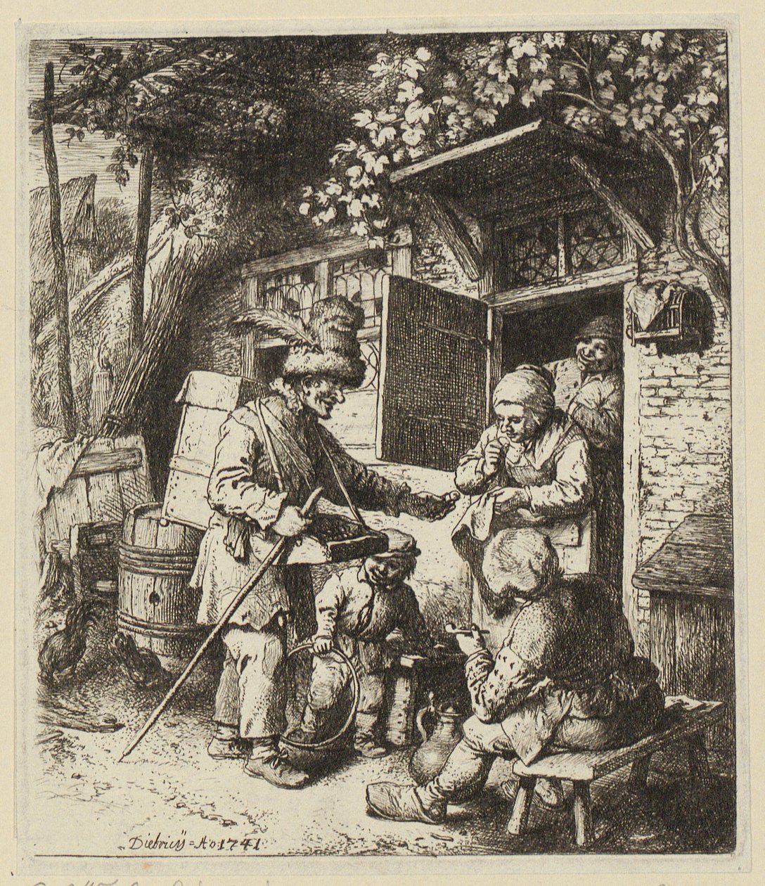 Portret kobiety do kolan zwróconej w prawo, trzymającej pierścień w prawej dłoni autorstwa Christian Wilhelm Ernst Dietrich