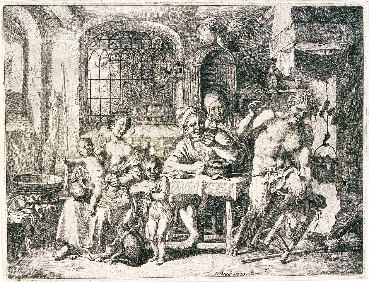 Satyr i chłopi autorstwa Christian Wilhelm Ernst Dietrich