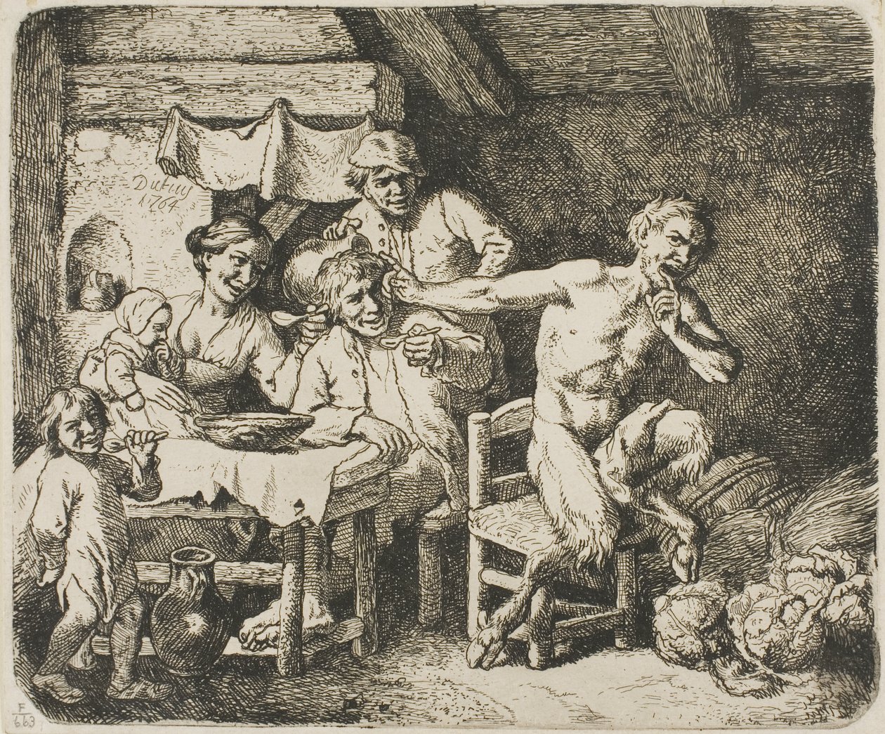 Satyr w domu chłopa autorstwa Christian Wilhelm Ernst Dietrich