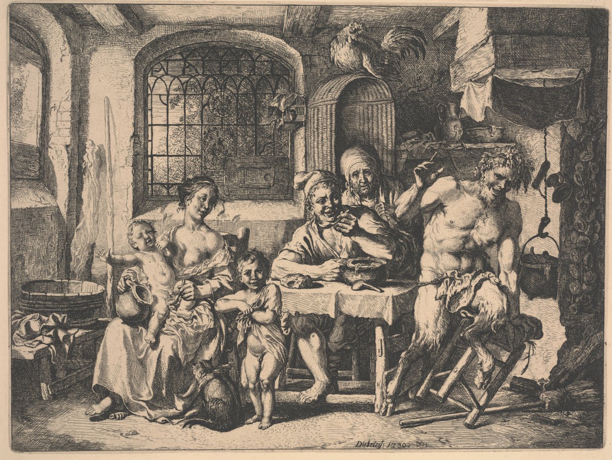 Satyr w domu chłopskim autorstwa Christian Wilhelm Ernst Dietrich