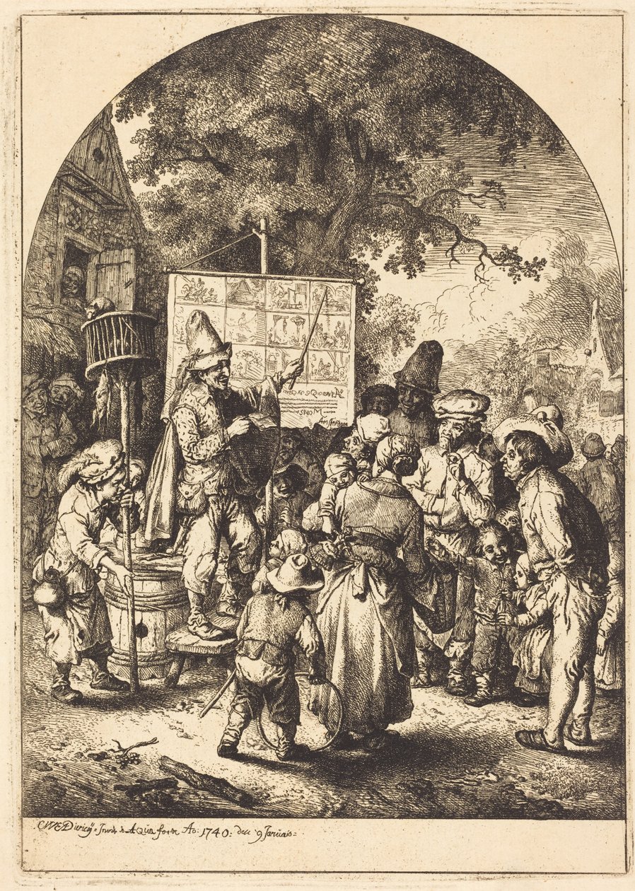 Śpiewak na wiejskim jarmarku autorstwa Christian Wilhelm Ernst Dietrich