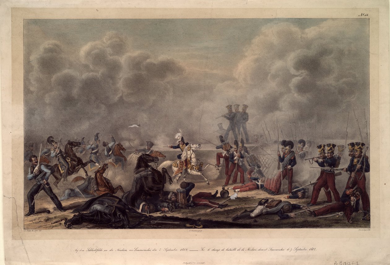 Na polu bitwy pod Borodino przed wsią Semenovsky, lata 20. XIX wieku autorstwa Christian Wilhelm Faber du Faur von