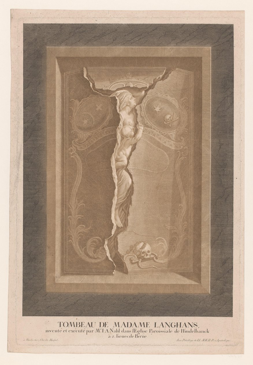 Grób Marii Magdaleny Langhans w kościele Hindelbank Tombeau de Madame Langhans (...) (tytuł na obiekcie) autorstwa Christian von Mechel
