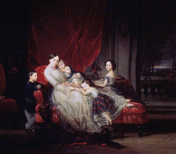 Portret wielkiej księżnej Marii Nikołajewnej z dziećmi, 1849 autorstwa Christina Robertson