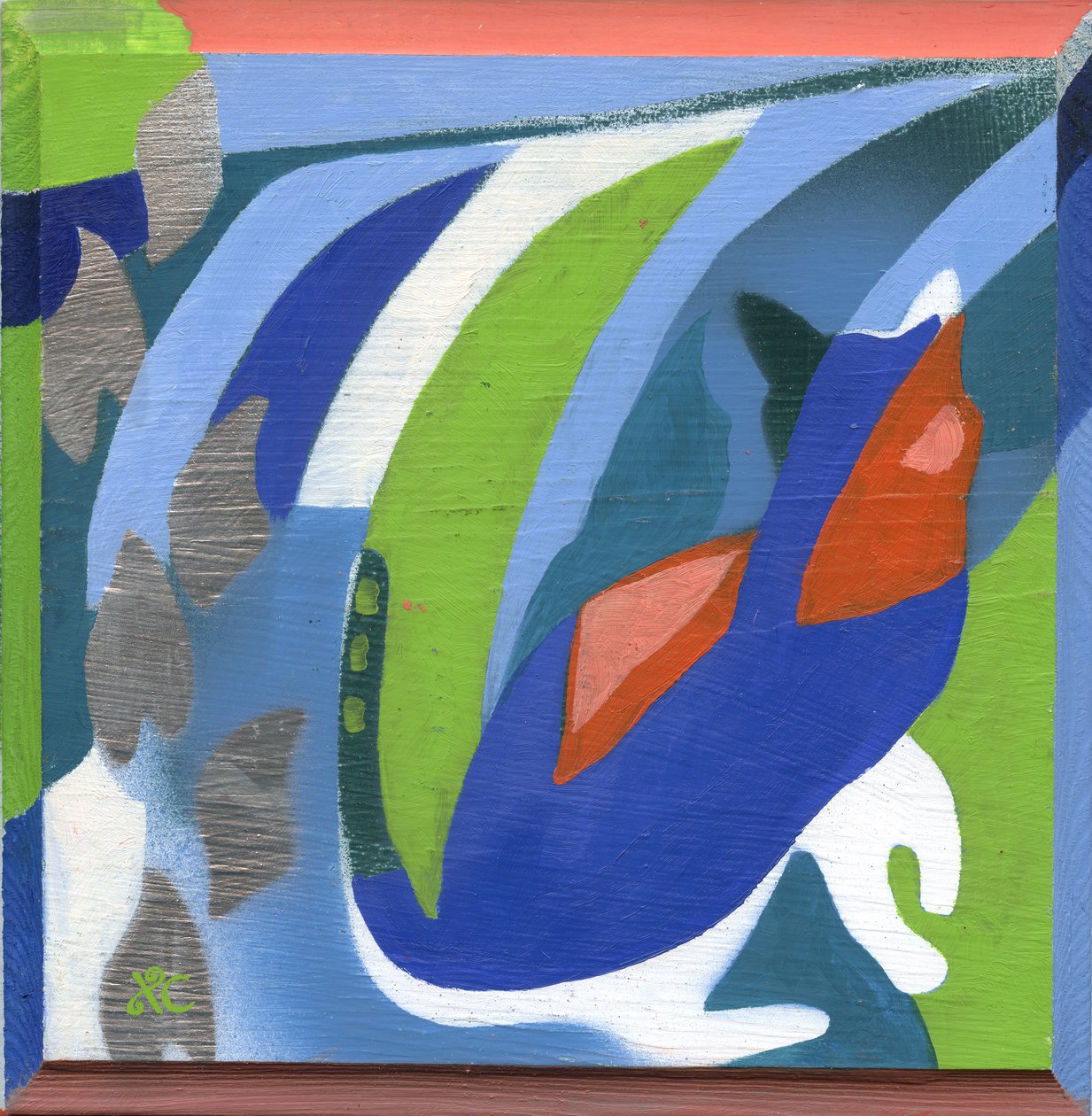 Kot, ok. 2008 (akryl na panelu drewnianym) autorstwa Christina Saj