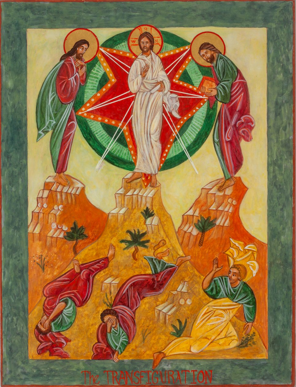 Przemienienie, 2001 (tempera jajowa, drewno, płatki złota) autorstwa Christine Hales