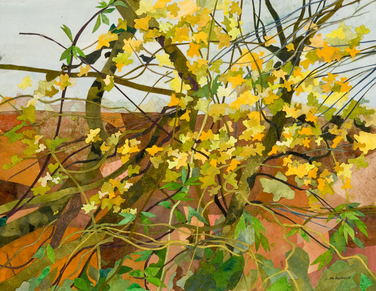 Autumn Leaves, 2016 (papierowy kolaż malowany akwarelą) autorstwa Christine McKechnie