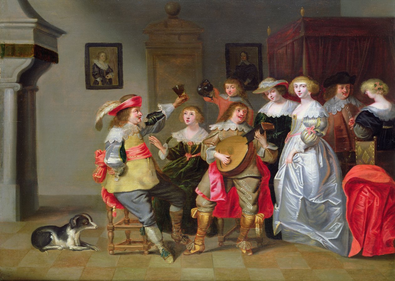 Elegancka firma Zabawa we wnętrzu autorstwa Christoffel Jacobsz van der Lamen