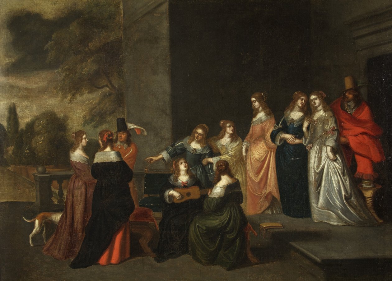 Grupa na tarasie, ok. 1640 (olej na płótnie) autorstwa Christoffel Jacobsz van der Lamen