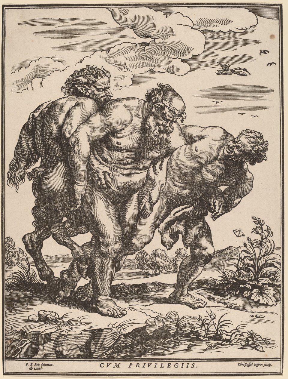 Silenus w towarzystwie satyra i fauna autorstwa Christoffel Jegher after Sir Peter Paul Rubens