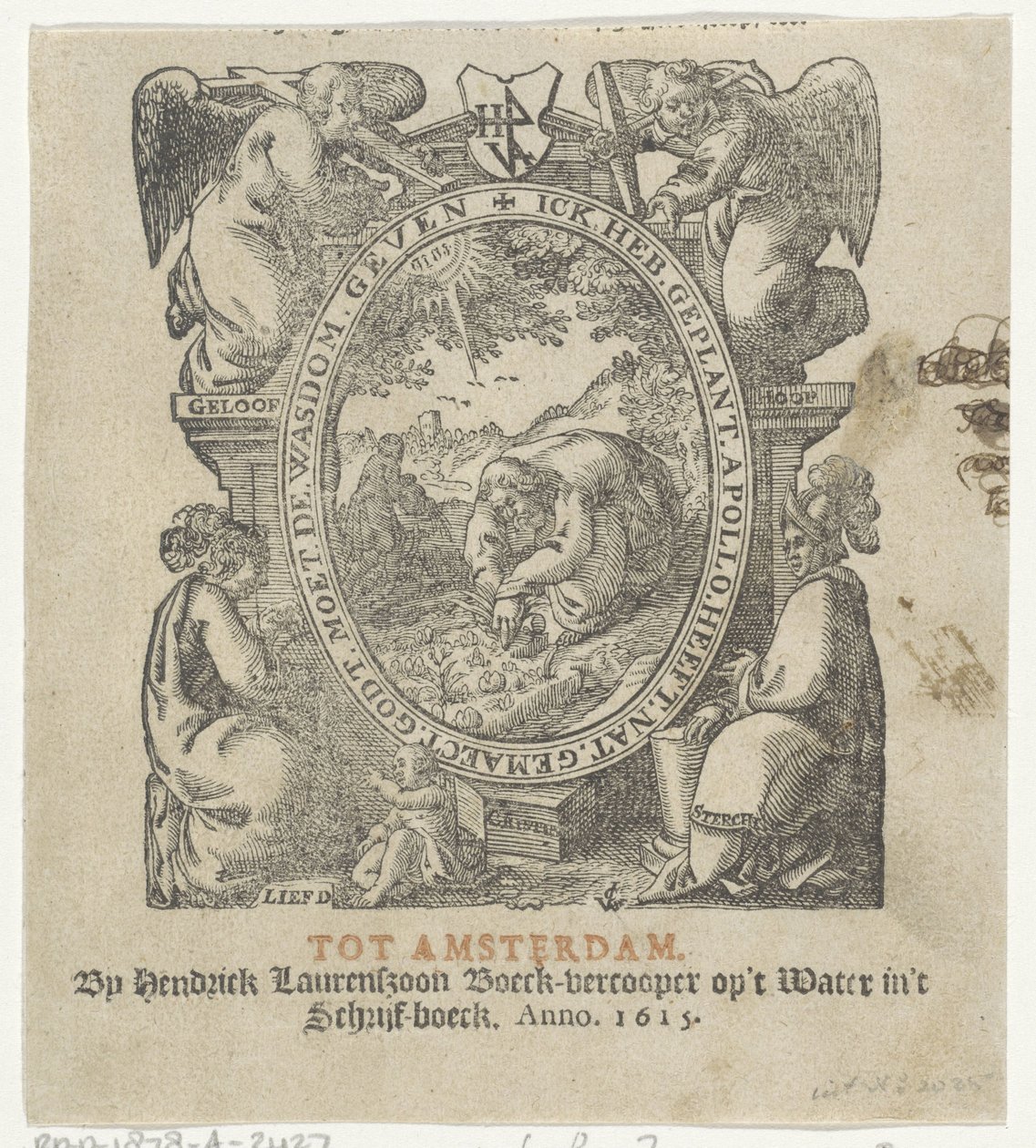 Winieta tytułowa z mężczyzną sadzącym plony autorstwa Christoffel van Sichem (II) (possibly)