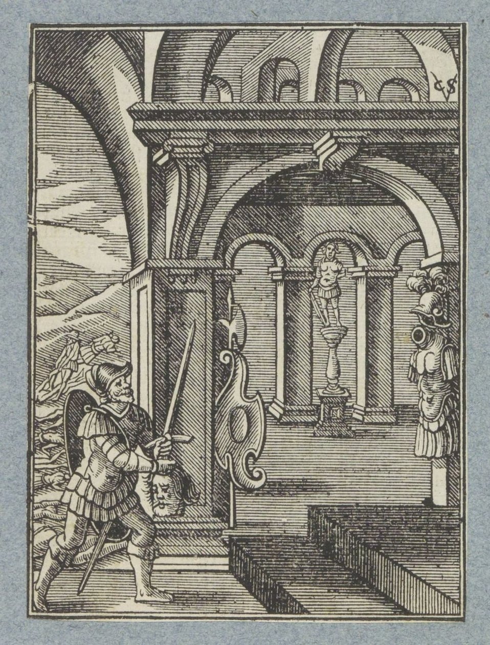 Głowa Saula zostaje sprowadzona do świątyni Filistynów autorstwa Christoffel van Sichem (II)