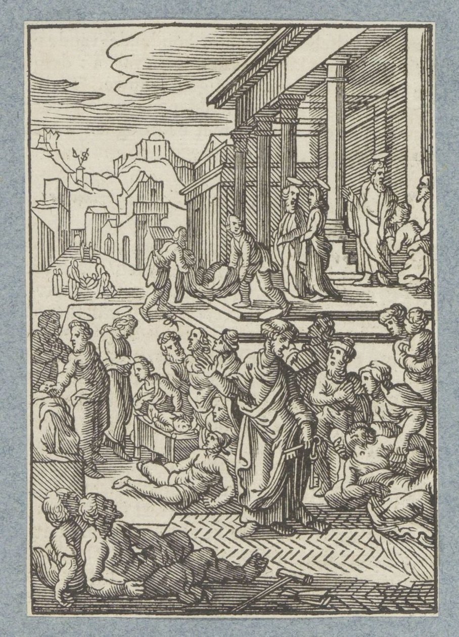 Piotr uzdrawia chorych swoim cieniem autorstwa Christoffel van Sichem (II)