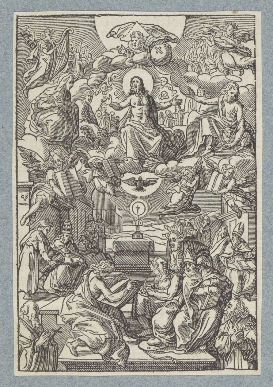 Spór między Ojcami Kościoła o Najświętszy Sakrament autorstwa Christoffel van Sichem (II)