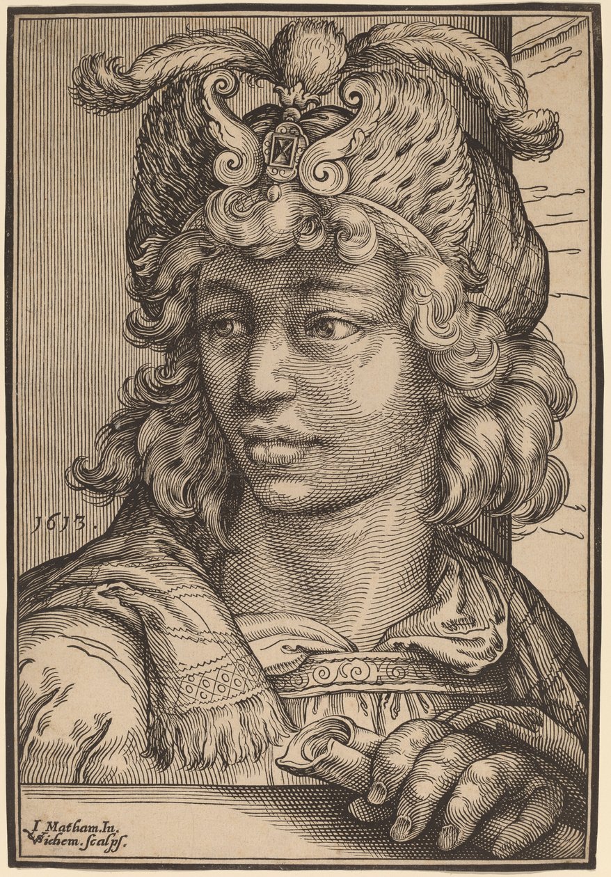 Popiersie młodego mężczyzny autorstwa Christoffel van Sichem I after Jacob Matham