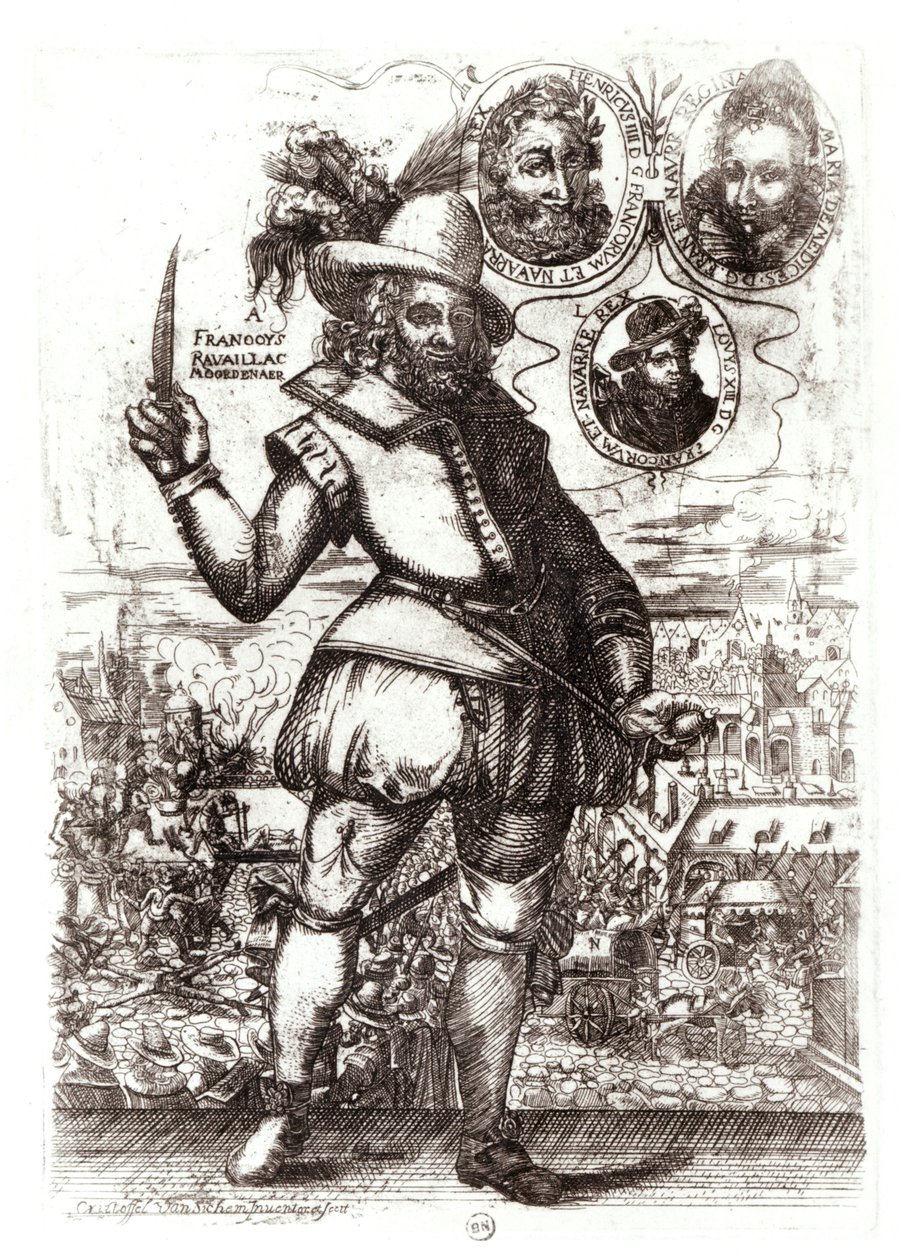 Portret Francois Ravaillaca, zabójcy Henryka IV (1553-1610) (rycina) (zdjęcie czarno-białe) autorstwa Christoffel van the Elder Sichem